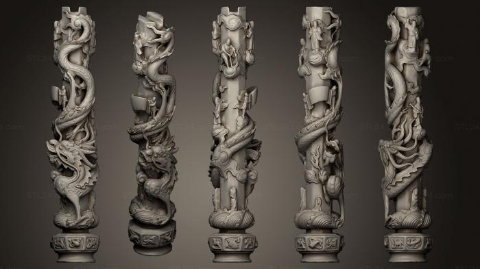 Miscellaneous figurines and statues (Dragon Column02, STKR_0539) 3D models for cnc